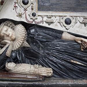 Effigy on tomb of Elizabeth Williams who died in childbirth in 1622, Gloucester Cathedral
