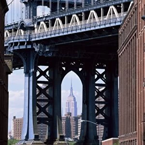 Empire State Building seen through the Manhattan Bridge