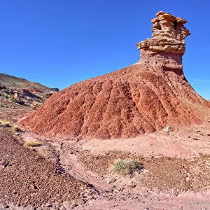 Formation below Chinde Point called Chinde Rock in Petrifed Forest National Park, Arizona, United States of America, North America