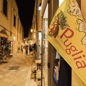 Handmade souvenirs and crafts in an alley of the old town, Otranto, Province of Lecce