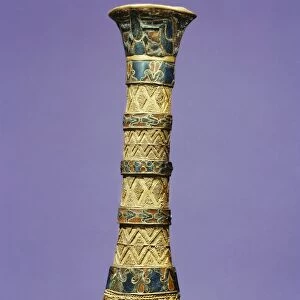 The hilt of one of the kings daggers, from the tomb of the pharaoh Tutankhamun