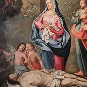 Marys seven sorrows, Our Lady of Assumption church, Cordon, Haute-Savoie, France