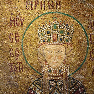 Mosaic of Empress Irene holding a scroll, Hagia Sophia, Istanbul, Turkey, Europe