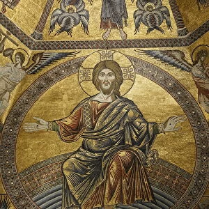 Mosaic of Jesus Christ in Baptistery of Duomo, Florence, Tuscany, Italy, Europe