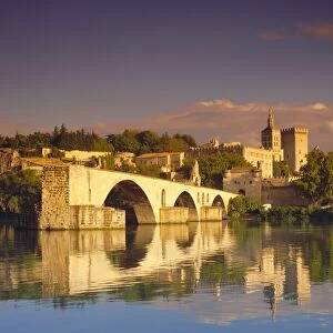 River Rhone, Bridge and Papal Palace, Avignon, Provence, France