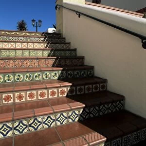 Tile stairs in shopping center
