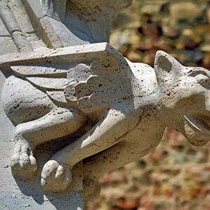 Gargoyle statue from the spire of Zagreb Cathedral in Zagreb, Croatia