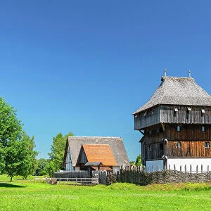 Bachritterburg Castle Kanzach, reconstruction of a medieval castle, Upper Swabia, Baden-Wurttemberg; Germany