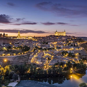 City skyline with Tagus river, Toledo, Castile-La Mancha, Spain
