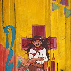 A colorful painting of the famous "Gauchito Gil"