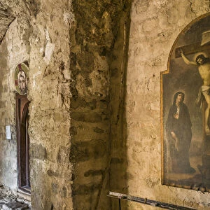Georgia, Kakheti Area, Ikalto, Ikalto Monastery, 9th century, painting of the Crucifixion