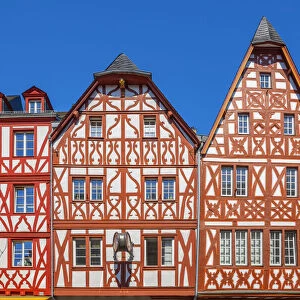 Half-timbered houses at the main market, Treves, Mosel valley, Rhineland-Palatinate, Germany