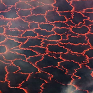 Lava lake Nyiragongo with glowing lava meltings - Congo, Democratic Republic, North Kivu