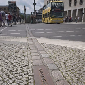 Marker showing the course of the Berlin Wall, Friedrichstrasse, Berlin, Germany