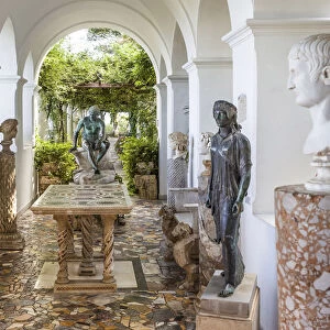 Statues in the garden of Villa San Michele, Anacapri, Capri, Gulf of Naples, Campania