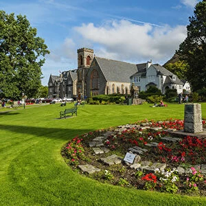 UK, Scotland, Fort William, View over the Parade Garden towards the Duncansburgh Macintosh