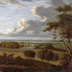 Landscape near the Coast (view of a mansion with the sea in the distance)