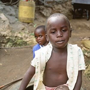A poor child in Mombassa in Kenya. Africas poorest peple will suffer greatest from the impacts of climate