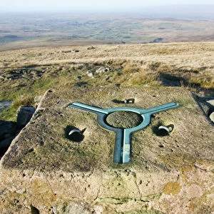 Trig point on Wild Boar Fell in the north Pennines UK