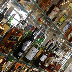 Display of various spirits and liquors