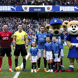 Rangers Tavernier and Mascots: A Ladbrokes Premiership Moment at Ibrox Stadium