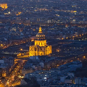 A view shows The Invalides and the Arc de Triomphe in Paris