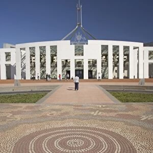 Australia, ACT, Canberra, Mosaic Tile Artwork and Parliament House, Capital Hill
