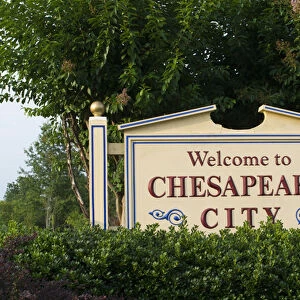 Chesapeake City Maryland sign for the town at the river shore