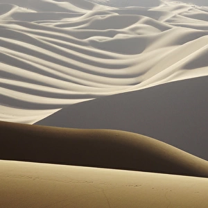 China, Inner Mongolia, Badan Jilin Desert. Abstract of desert shapes and contrasts