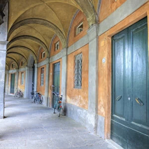 Europe, Italy, Lucca. A hallway in the town of Lucca