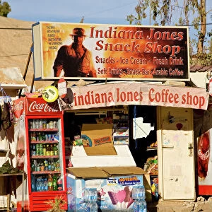 JORDAN, Petra. Indiana Jones-themed snack and coffee shop near the entrance to Petra