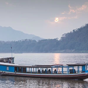 Laos, Luang Prabang. Riverboats on the Mekong River