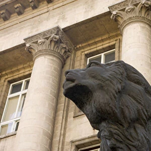 One of the lion statues in front of Sofia City Court (SSC), Bulgaria