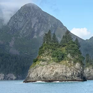 USA, Alaska, Kenai Fjords National Park. Pinnacle Rocks eroded formation in ocean