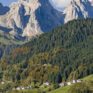 Villages Sarasin and Pongan in the Veneto under the peaks of the mountain range Pale di