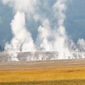 Wyoming, Yellowstone National Park. Thermal activity at Lower Geyser Basin
