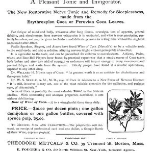 Advertisement for coca wine from an American magazine of 1879