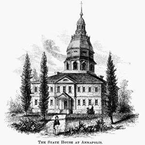 ANNAPOLIS: STATE HOUSE. The State House at Annapolis Annapolis, Maryland. Wood engraving, American, 1852