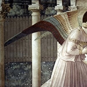 THE ANNUNCIATION. Fra Angelico: Archangel Gabriel, detail from Annunciation. Fresco
