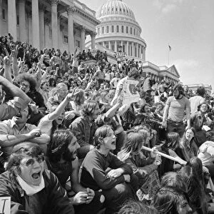ANTI-WAR PROTEST, 1971. Anti-war protesters on the steps of the Capitol in Washington, D
