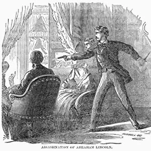 The assassination of Abraham Lincoln by John Wilkes Booth at Fords Theatre, Washington D. C. on 14 April 1865. Wood engraving, 19th century