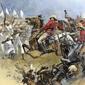 BATTLE OF OMDURMAN, 1898. Charge of the British 21st Lancers at the Battle of Omdurman