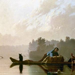 BINGHAM: FUR TRADERS, 1845. George Caleb Bingham: Fur Traders Descending the Missouri. Oil, c1845