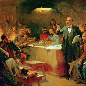 BOLSHEVIK MEETING, 1903. Vladimir Lenin at the Second Congress of the Marxist Russian