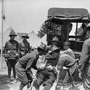 BOY SCOUTS, 1913. Boy Scouts practicing first aid techniques at Gettysburg, Pennsylvania