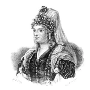 CATERINA CORNARO (1454-1510). Queen of Cyprus, 1474-1489. Lithograph, Italian, early 19th century