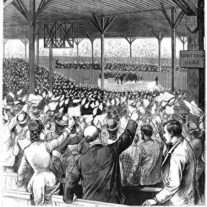 CHAUTAUQUA MOVEMENT, 1880. A summer encampment of the YMCA at Chautauqua Lake, New York. Wood engraving from an American newspaper of 1880