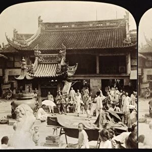 CHINA: SHANGHAI, c1900. Scene at a temple in the native part of Shanghai, China