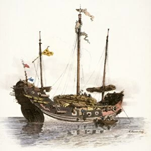 CHINA: TRADING SHIP, 1797. A Chinese trading ship. Lithograph after an engraving, 1797, by William Alexander