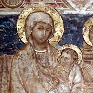 CIMABUE: MADONNA. Madonna Enthroned. Detail. Fresco, 13th century